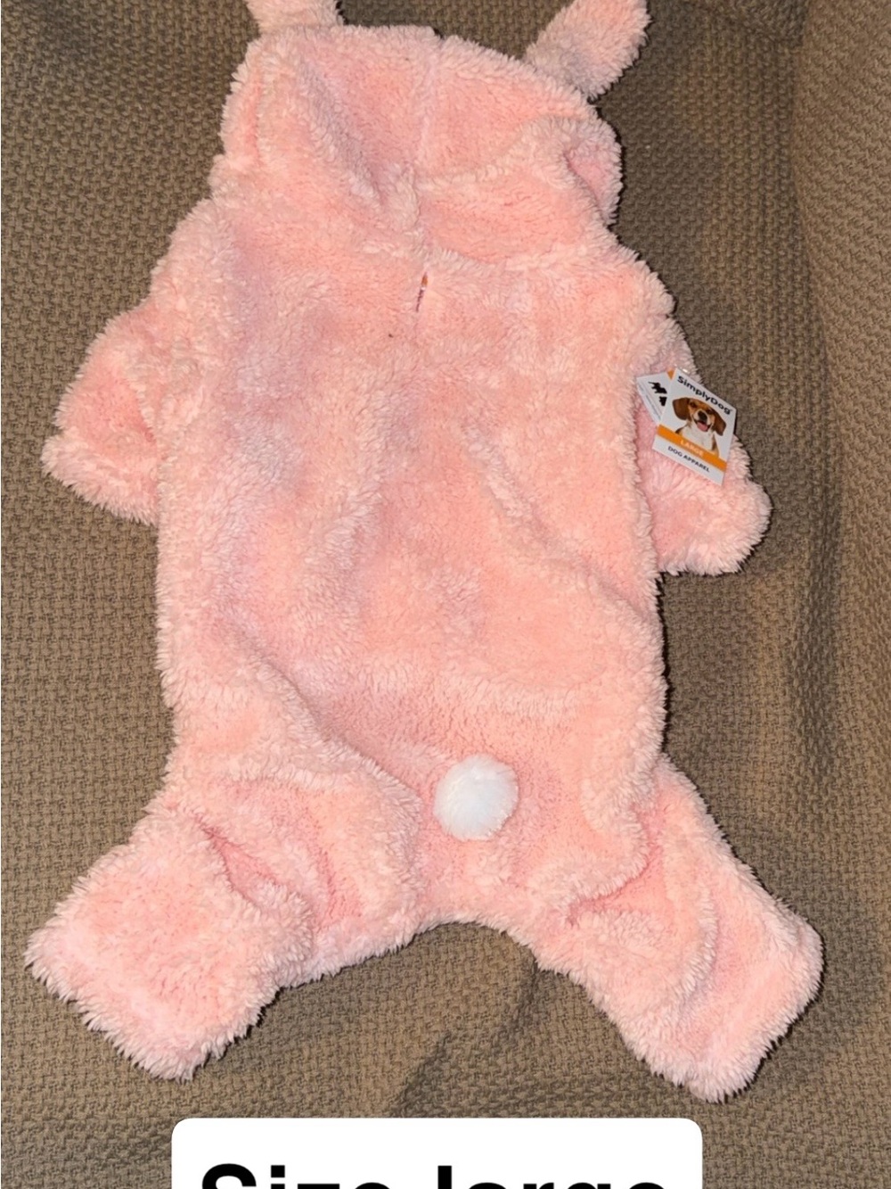 Plush Bunny Dog Onesie - Soft Pink Hooded Pet Pajama